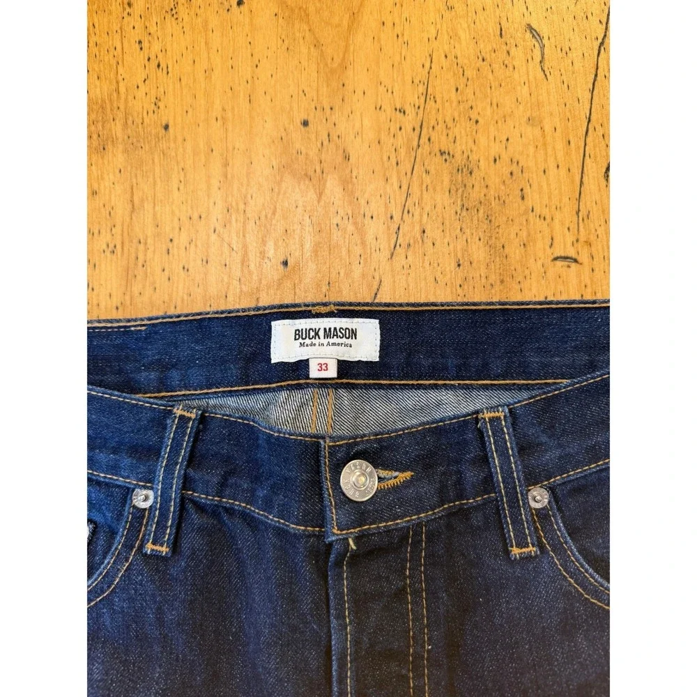 Buck Mason Slim Fit Size 33 Dark Wash Indigo American Made Cotton Denim Jeans